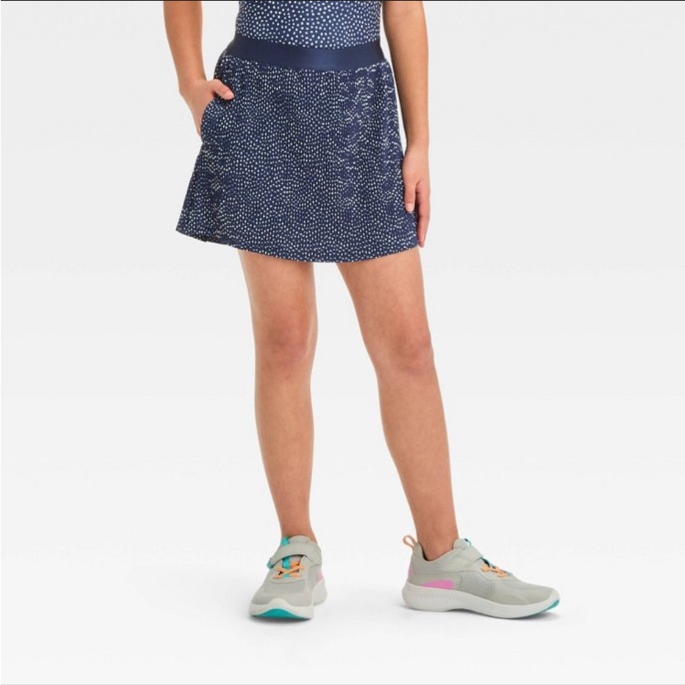 Girls' Pleated Woven Skort - All In Motion™ Navy Blue